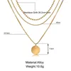 Pendant Necklaces Gold Silver Color Multilayer Clavicle Chain Necklace Round Disc Women Statement Collares Collier Party Jewelry