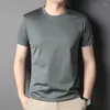 Men's T Shirts MLSHP Mulberry Silk Summer Men's T-shirts Luxury Short Sleeve Solid Color Round Collar Casual Thin Male Simple Man Tees