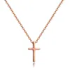 Girocollo YUN RUO Marchio di moda Donna Gioielli Collana in oro rosa color argento con pendente croce Collana in acciaio inossidabile 316 L ad alta lucidatura