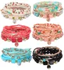 Hilos de cuentas L 6 juegos de pulseras de cuentas apilables bohemias para mujeres y hombres Conjunto de pulseras de múltiples capas Colgante Charm Stretch Bang Ffshop2001 Amel4