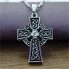 Colliers pendants Croix de soleil celtique acier inoxydable pour hommes et femmes Symbole irlandais vintage Irlande punk style viking