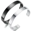 Bracelet manchette en acier inoxydable femmes hommes étudiants brillant Couple amoureux Bracelets argent/noir