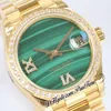 EWF 31mm 278288 ETA A2688 Automatyczna Women Watch Malachite Diamond Dial Gold Diamond Bezel Ostersteel Bransoletka Super Edition Ladies Ta sama karta seria