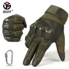 Luvas de cinco dedos Luvas de dedo completo Luvas táticas do exército Military Paintball Shooting Airsoft PU Couro Touch Scel Rubber Protetive Gear