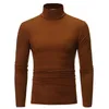 Herrtröjor Turtleneck för män Solid Color Slim Elastic Thin Pullover Men Spring Autumn Turtleneck Men Sticking Brand Long Sleeve Tshirt 220912