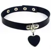 Choker harajuku czarny got punkowy skórzane naszyjniki kobiety mężczyźni rock heart lock klucz kołnierz kolca chocker cosplay gotyckie akcesoria