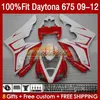 OEM Fairings-kit voor Daytona 675 675R 09 10 11 12 Body 150No.49 Daytona675 2009 2010 2012 Bodyworks Daytona 675 R 2009-2012 Spuitmal Kuip White Red Blk