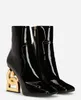 Элегантные брендовые зимние ботильоны Keira, женские туфли на высоком каблуке, черные женские ботильоны из лакированной кожи, туфли в стиле барокко на каблуках, Martin Knight Booty EU35-43