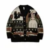 Pulls pour hommes Vintage Cardigan surdimensionné pull japonais Harajuku pull tricoté pull Hip Hop Streetwear lâche tricots hauts 220912