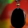 Pendant Necklaces Wholesale Natural Black Obsidian Carving Double Fish Lucky Luck For Women Men Sweater Chain Necklace Fashion Jewelry