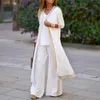 Kvinnors tvåbitar byxor Elegant Long Cardigan Sling Tops Wide Ben Pants Suits Summer Women Fashion Three-Piece Sets Autumn Lady Loose Outfits 220912