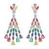 Dangle Earrings Poulisa CZ Zircon Colorful Drop 18K Gold Plated 925 Sterling Silver Earring Cubic Zirconia Drops On Ear Pendient