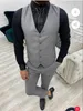 Męskie garnitury Blazers Grey Lapel Slim Fit Mens Suits 3 sztuki Tuxedos Ternno Masculino Groom Wedding Prom Costume Homme Fattervestpants 220909