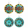 Dangle Earrings Sunflower Leopard Print Round Leather For Women Summer Fashion Designer Jewelry Circle Baseball Drop