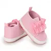 Athletic Shoes Born Girl Prewalker Soft Bottom Anti-slip Footwear Classic Solid Color Princess Crib Lace Flower Baby Baby