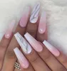 Faux Ongles 24pcs Artificiel Avec Colle Pleine Couverture Nail Tips Xxl Appuyez Sur Long Paragraphe Amovible Mode Manucure