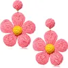 Handmade Rattan Flower Earring Stud for Women Girls Straw raffia Drop Geometric Dangle Summer Beach Ear Jewelry