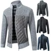 Suéteres para hombre Cardigan Jumper Knit Zipper Bloque de color Cuello alto Elegante Vacaciones Otoño Invierno Manga larga Negro Gris Suéter Unisex 220912