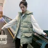 Dames Down Parkas Long Vest Coat Women Fashion Warm Mouwess Parkas Hapleed Solid Loose Female Waistcoat Casual Outerwear Jacket Top 220909