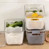 Корзины для хранения хранения холодильника холодильник фруктовые овощные дренажные корзины с ногими корзинами с крышкой контейнеры для хранения кухонные инструменты Cocina 220912