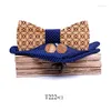 Bow Ties Wooden Tie Handkerchief Cufflinks Box Set For Men's Handmade Wood Bowtie Neck Wedding Suits Cravat