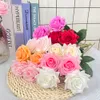 12pcs Touch Real Touch Latex hidrata Rosa Rosa Filial Simula￧￣o Peony Wrinalh Wreath Bouquet Decora￧￣o de festa de casamento FLORES FLORES