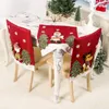 Couvre-chaise Joyeux Noël Père Noël Chapeau Rouge Salle à Manger Fête De Noël Table De Dîner Mignon Dessin Animé Décor Ornements