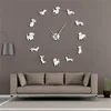 Horloges murales bricolage teckel Art Wiener-chien chiot animal de compagnie sans cadre géant avec effet miroir saucisse grande montre 220909