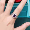 Cluster Rings Natural Peridot Ring Women Amethyst Emerald Cut Two-color Open Color Treasure