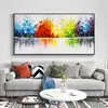 Colorful Tree OIl Painting on Canvas Landscape Painting Scandinavia Posters and Prints Cuadros Wall Art Pictures For Living Room