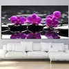 Målning HD -tryck Zen Stones Purple Butterfly Orchid på Canvas Art Modern affischvägg Bild för vardagsrum Cuadros Decoracion