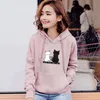 Streetwear hoodie kvinnor tröja hösten långärmad hoodies harajuku hoodie söt katttryck tröjor