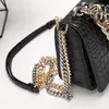 Crocodile pattern chain bag high-quality calfskin with three-color hardware chains luxury women handbags ladies fashion red small square bag ff 2022