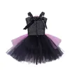 Special Occasions Halloween Children Girls Witch Party Dress Candy Bag Hat Broom Clothing Sets Ghost Cosplay Kids Carnival Mesh Costume 220909