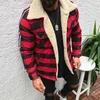 Men's Jackets Fashion Casual Pocket Long Sleeve Jacket Men Winter Lining Fleece Warm Coats Top Loose Turn-down Collar Plaid Retro Outwear 220912