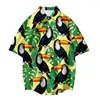 Mäns casual skjortor toucan tryck Hight kvalitet camisa maskulina skjorta för man stil kortärmad plus size camisas de hombre