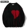 Mens Sweaters Harajuku love pattern knitted ugly sweater men letter punk rock black red gothic vintage grandpa sweater women cute pullover 220912