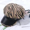 Berets Women Octagonal Hats Fashion Tiger Stripe Stitching PU Belt Drill Stylish Female Beret Has 2022 Spring Lady Casual Sboy Ha