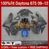 OEM Fairings Kit For Daytona 675 675R 09 10 11 12 Body 150No.53 Daytona675 2009 2010 2011 2012 Bodyworks Daytona 675 R 2009-2012 Injection mold Fairing flat blue blk