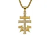 H￤nge halsband m￤n och kvinnor mode accessoariestitanium st￥l guldpl￤terad diamant t￤ckt ￤ngel korshalsband