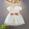 Vestidos de menina ruched renda de chiffon vestido de verão criança bebê crianças floral tule princesa partida de gravata borboleta branca