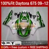 OEM Full Fairings For Daytona 675 675R 2009 2010 2011 2012 Body 150No.83 Daytona675 2009-2012 Bodywork Daytona 675 R 09 10 11 12 Injection mold Fairing green metal blk