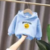 Hoodies 2-8 yaşında kızlar giyim bahar sonbahar çocukları kapüşonlu kazak baskılı boş zamanlar uzun kollu üstler erkekler saf renk kalın hoodie