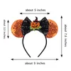 Hårtillbehör Halloween Pumpkin Ears pannband Girls paljetter 5 "Bow Band Kids Adult Festival Party DIY 220909
