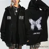 Herrtröjor tröjor y2k streetwear hoodie toppar punk gotisk överdimensionerad skalle vinge ond låga unisex cardigan dragkedja tröja män kvinnor jackor rockar 220912