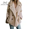 Fourrure de femme Faux Jocoo Jolee Femmes Casual Teddy Manteau Femme Automne Hiver Chaud Doux Moelleux Polaire Vestes Outwear Surdimensionné 220912