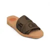 مصممي Luxurys Woody Shoes C Sandals Women Slippers Flat Mule في Canvas Rubber Beach Sliders المنسوج