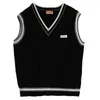 Herrtröjor tröja Vest Men Vneck Patchwork Leisure Loose AllMatch Streetwear ärmlösa tröjor Mens Chic Korean Style Teens Couples BF 220912