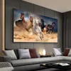 Canvas Painting Abstract 5 Horses Wall Art Posters And Prints Animal Wall Artwork Pictures For Living Room Home Decoration