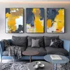 3 Painel Abstract Yellow With Grey Canvas pintando pôsteres nórdicos modernos e impressões de arte de parede para decoração da sala de estar em casa